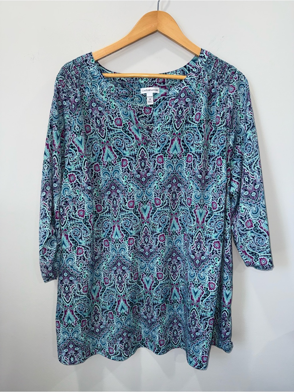 Croft & Barrow Teal and Purple Paisley Tunic Top Women’s Size 2X !